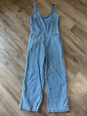 Stetson Denim Jumpsuit Womens Small Western Jean Sleeveless Cropped